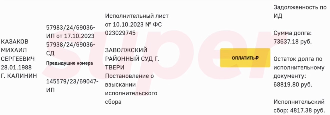 Скриншот: сайт ФССП