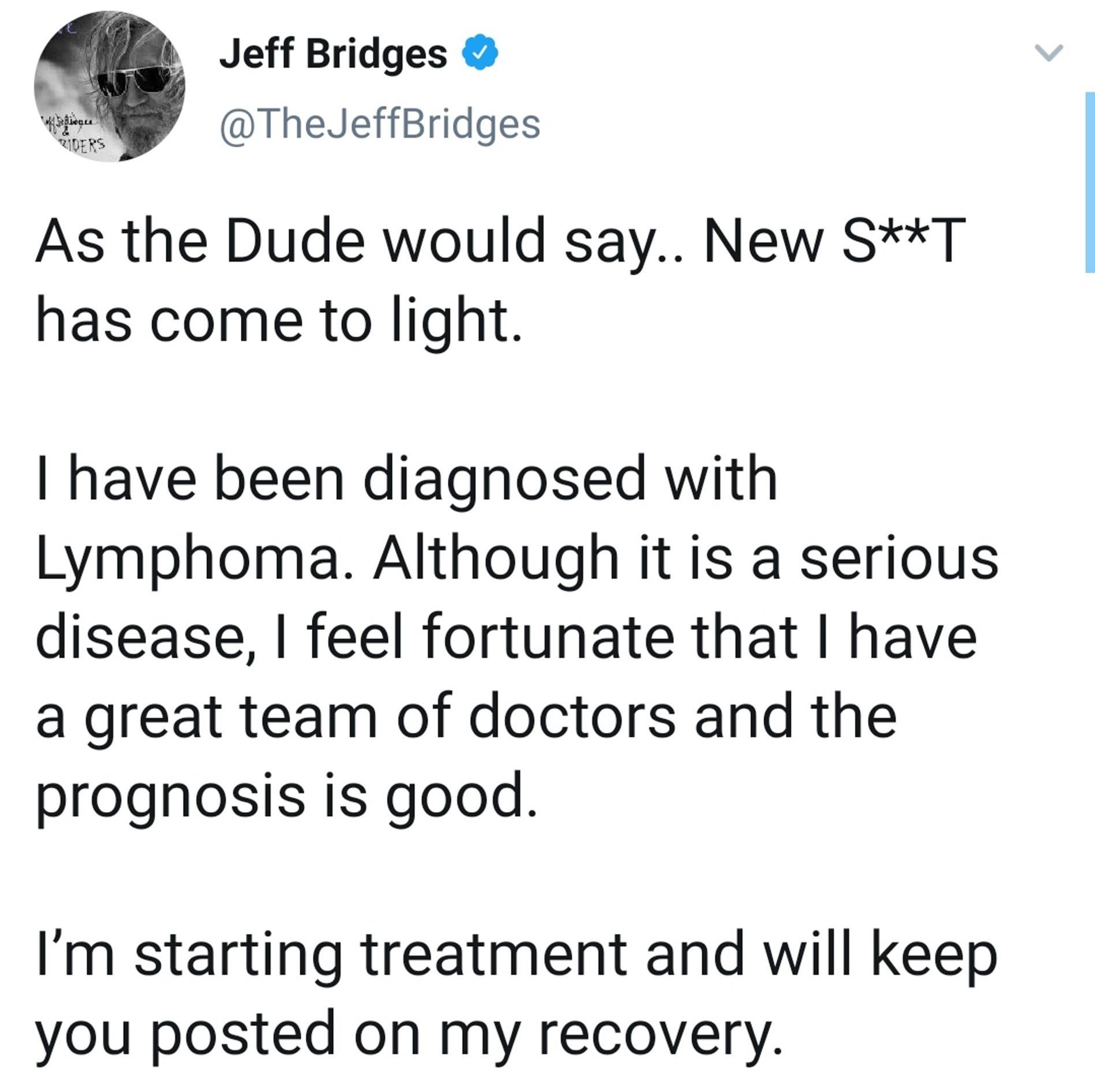 Скриншот с Твиттера Джеффа Бриджеса