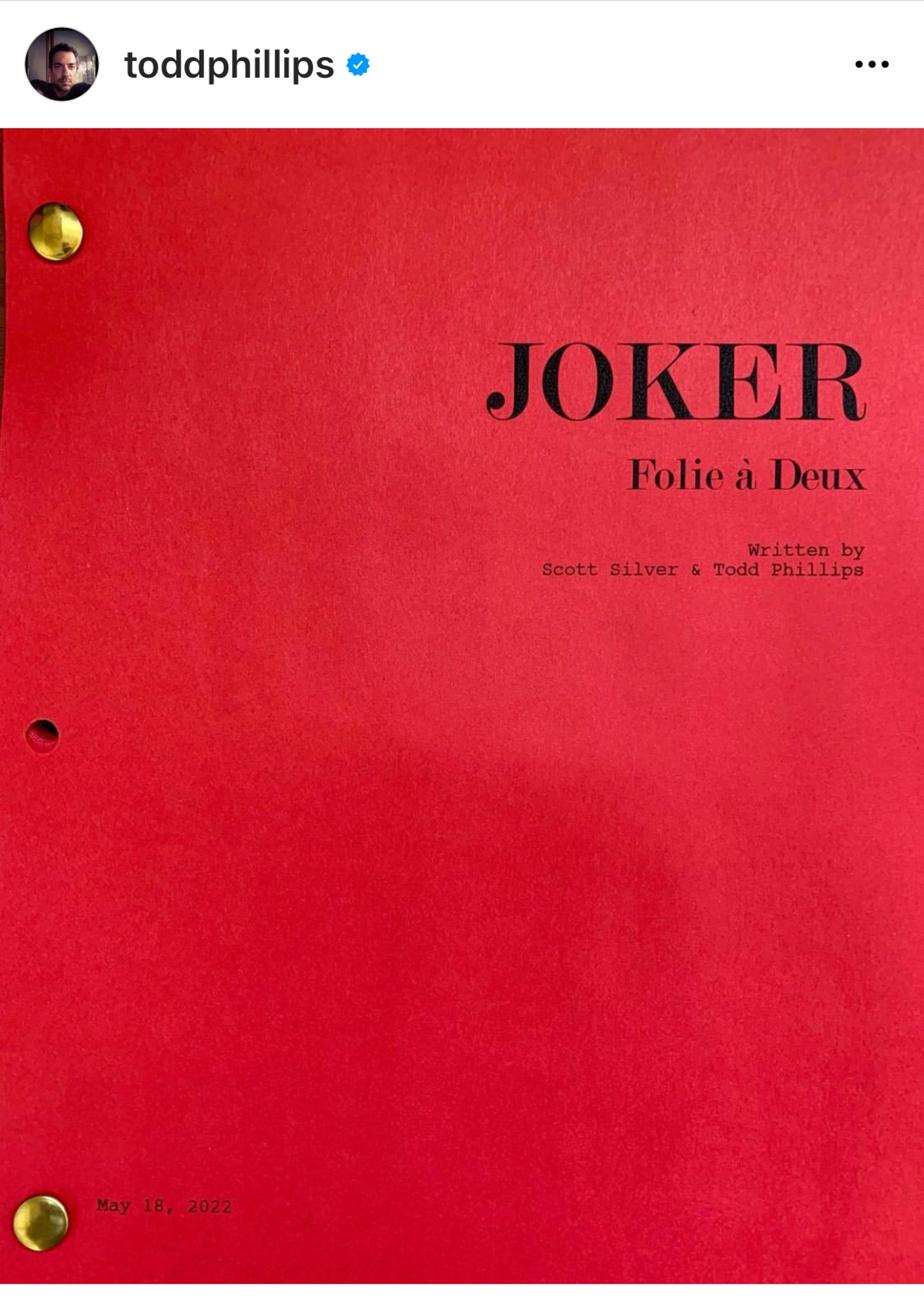 Фото: Инстаграм (запрещен в РФ) @toddphillips