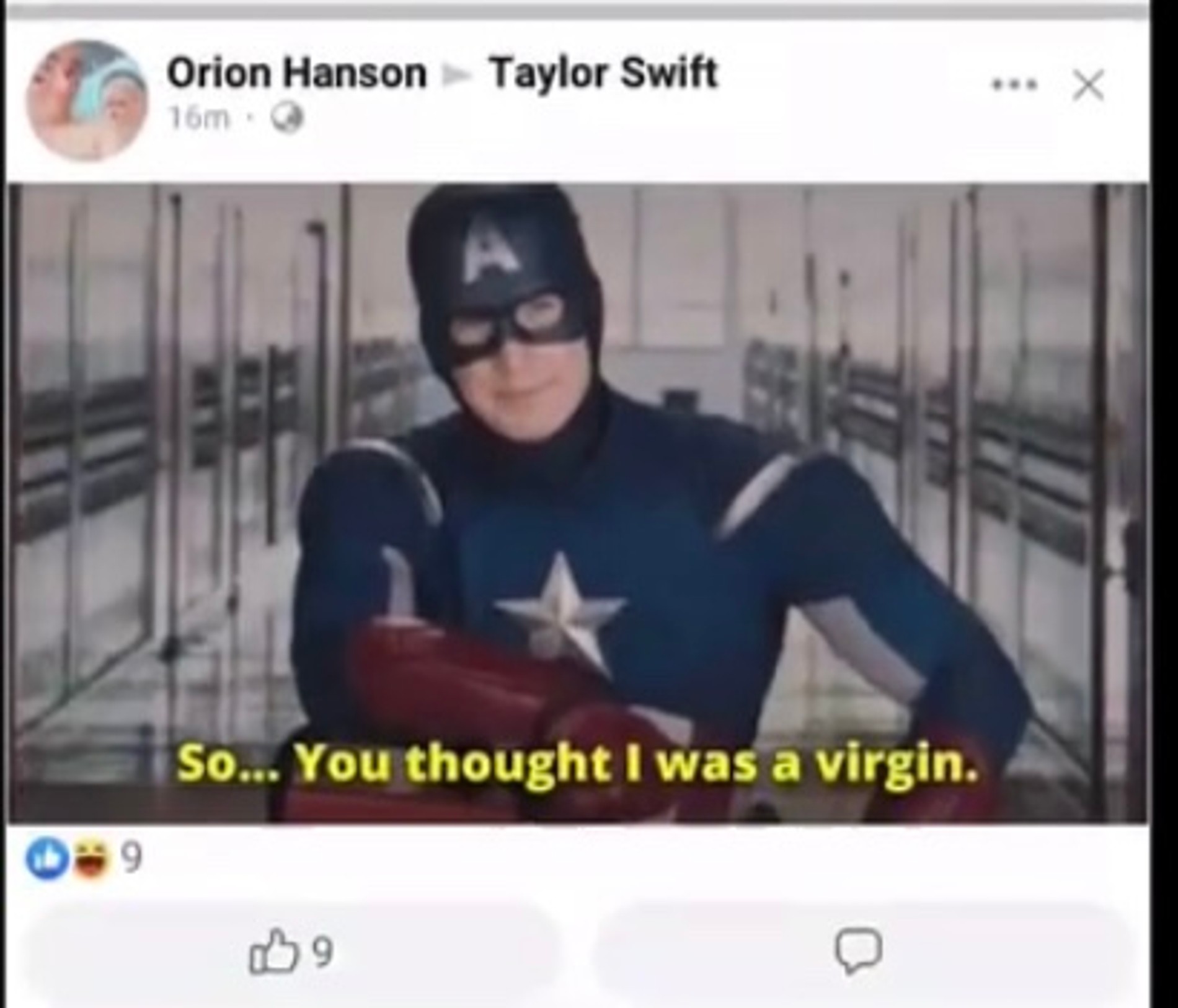 «Так-так... вы думали, я была девственницей»
Источник: Фейсбук* Тейлор Свифт