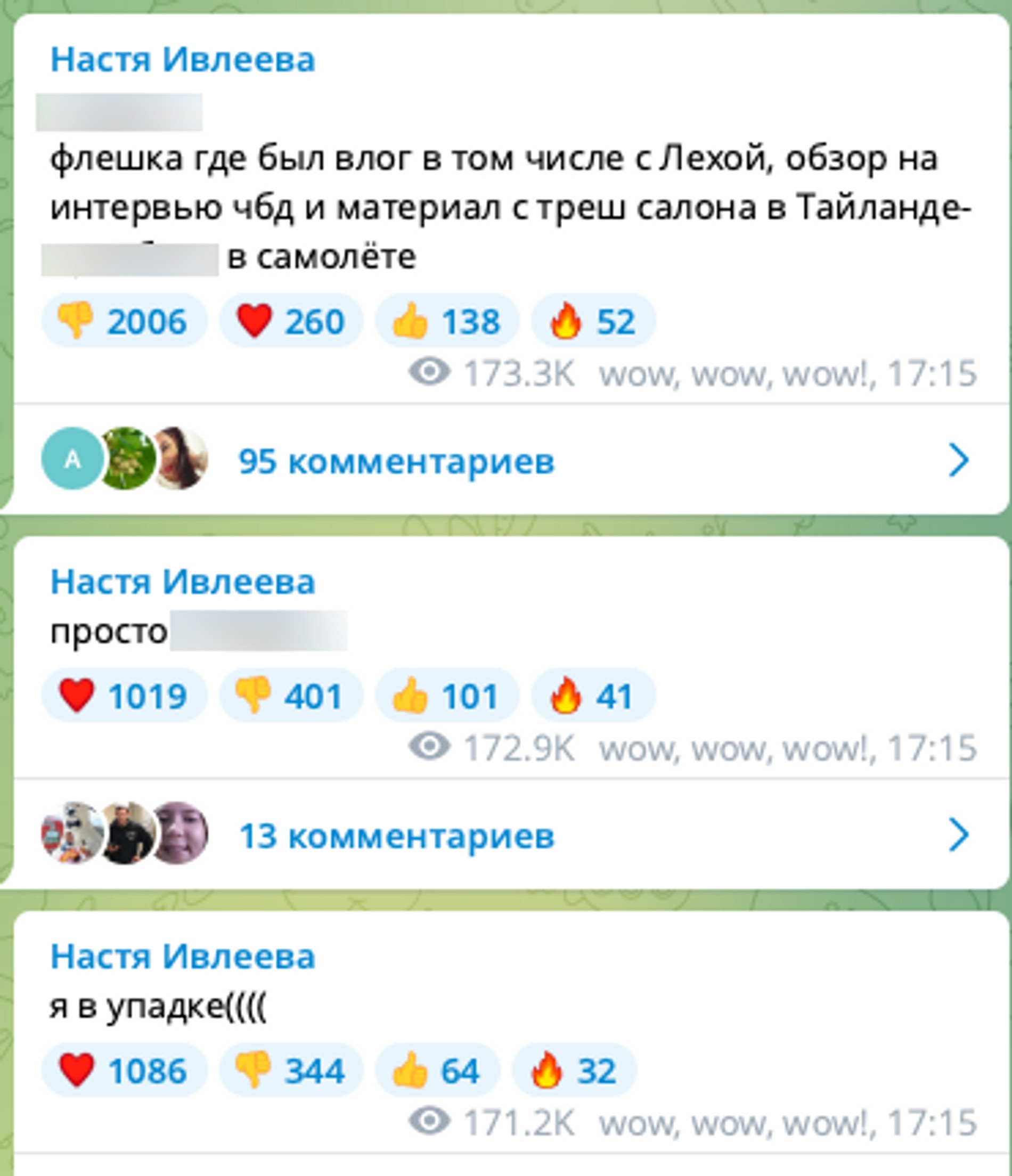 Фото: телеграм-канал Насти Ивлеевой
