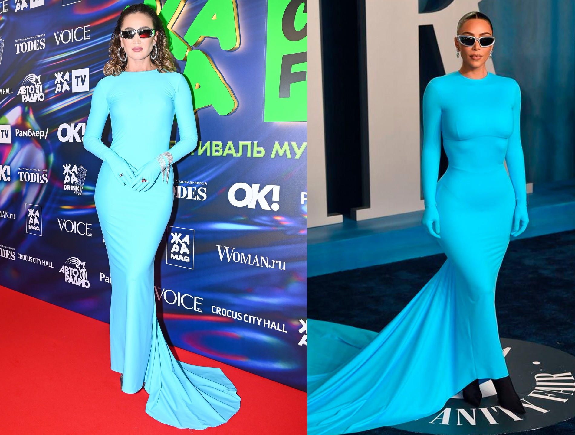 Ольга Бузова на «Жара Cool Fest» / Ким Кардашьян на вечеринке журнала Vanity Fair
Источники: Super.ru / Getty Images