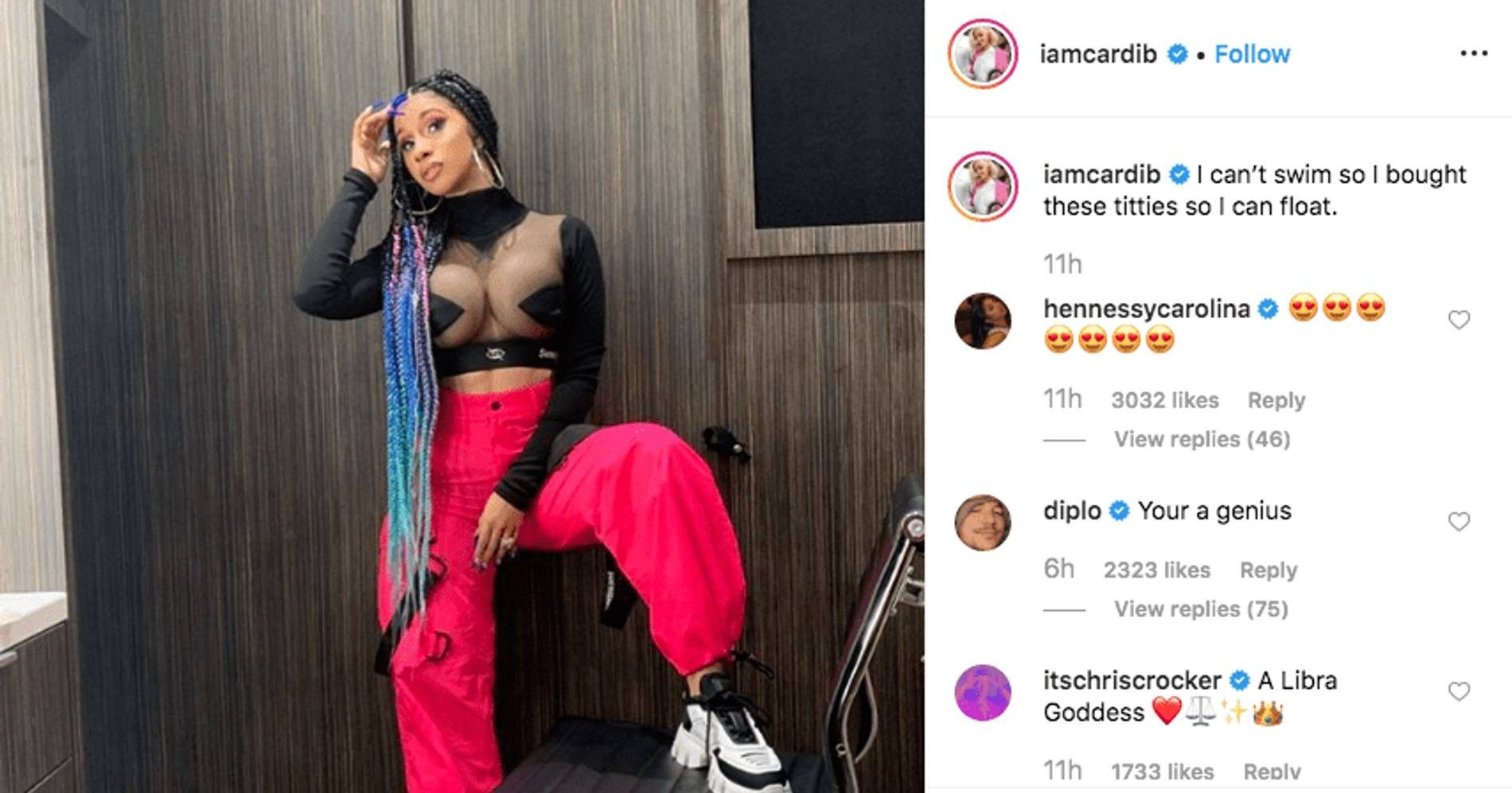 Признание Карди Би
Источник: Инстаграм (запрещен в РФ)