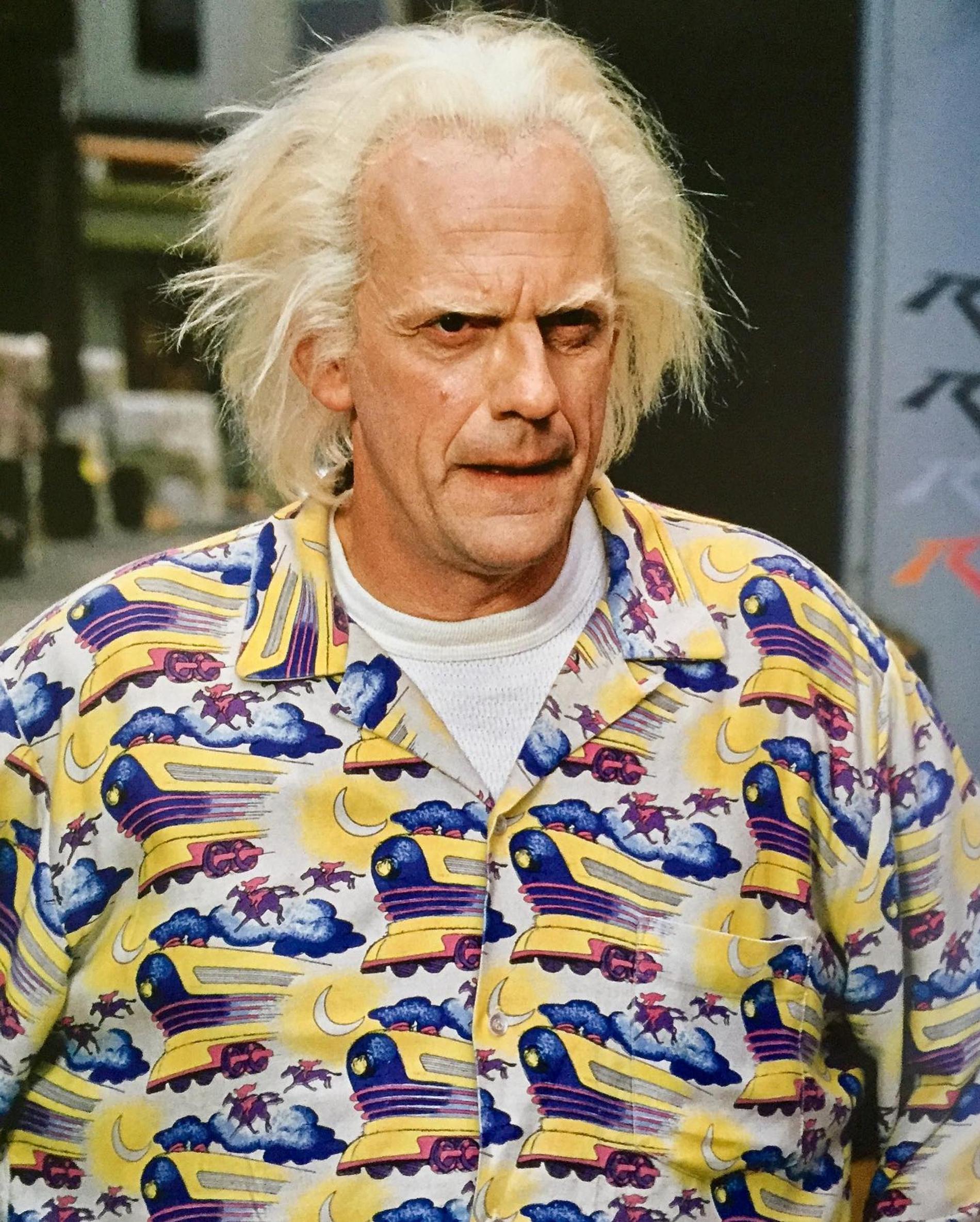 Кристофер Ллойд в образе Дока Брауна из фантастической франшизы «Назад в будущее». Фото: Инстаграм* @asmuskristina