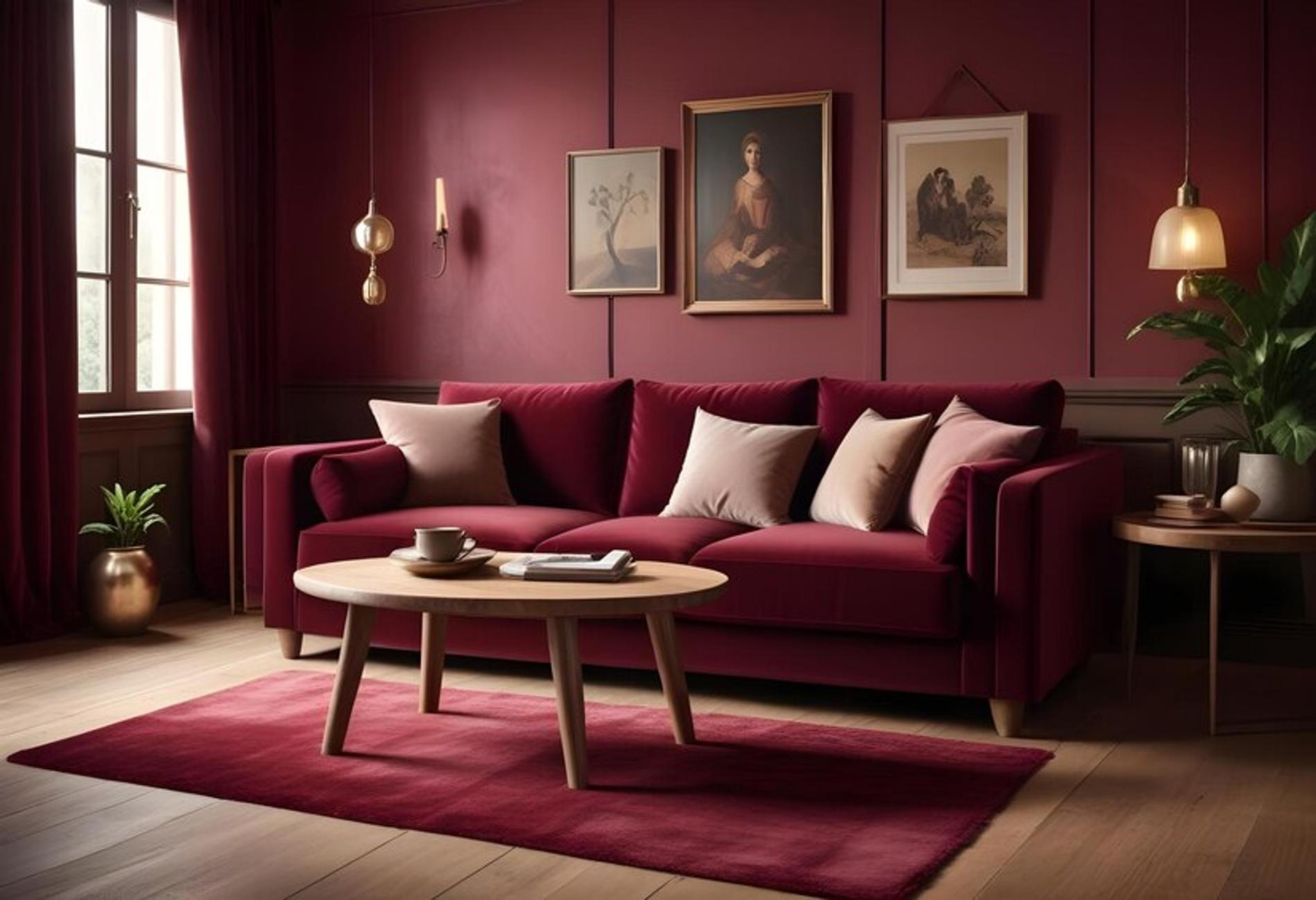 Пример интерьера в модном «малиновом» цвете. Фото: Freepik