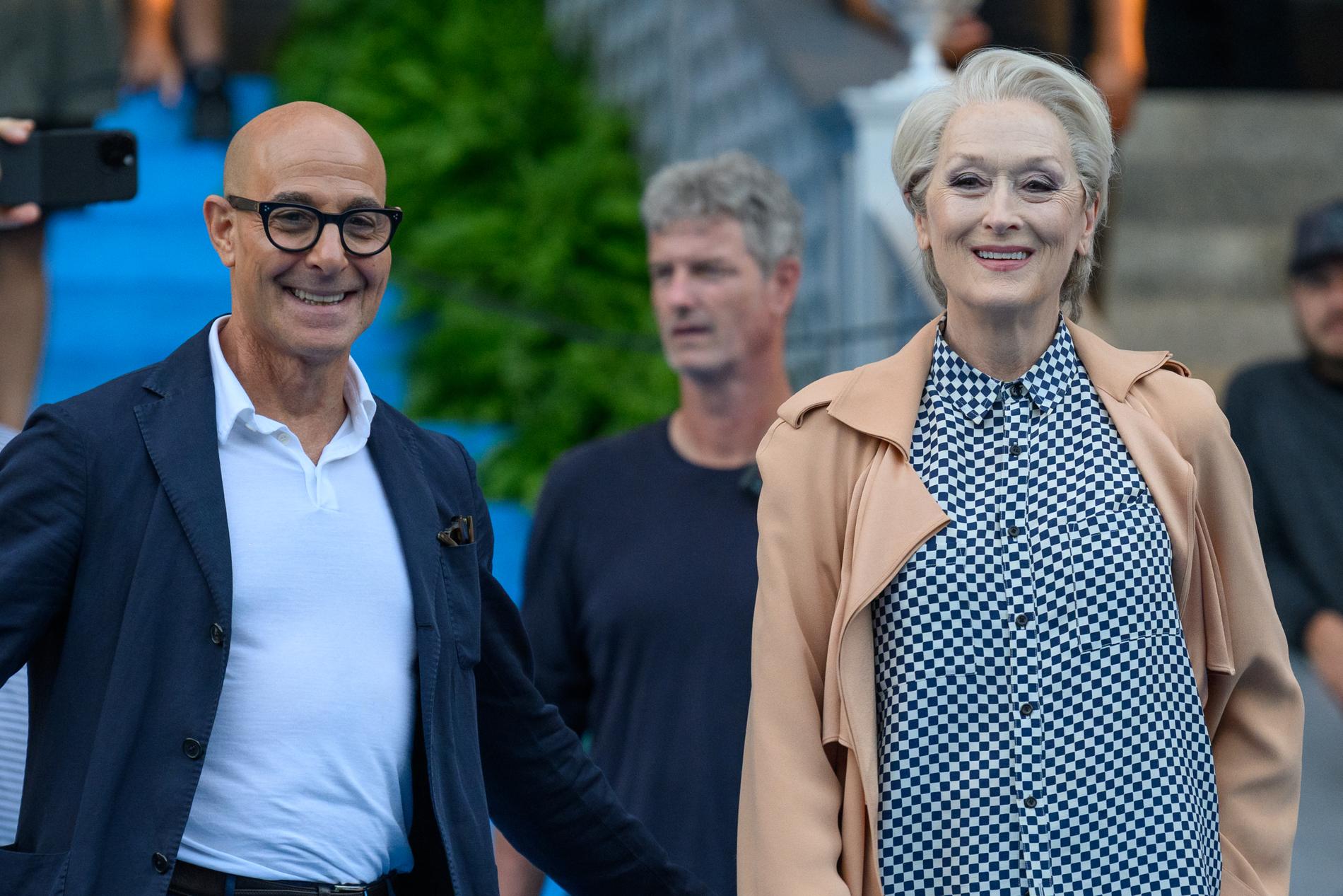 Мэрил Стрип и Стэнли Туччи на съёмках фильма «Дьявол носит Prada 2». Фото: Getty Images